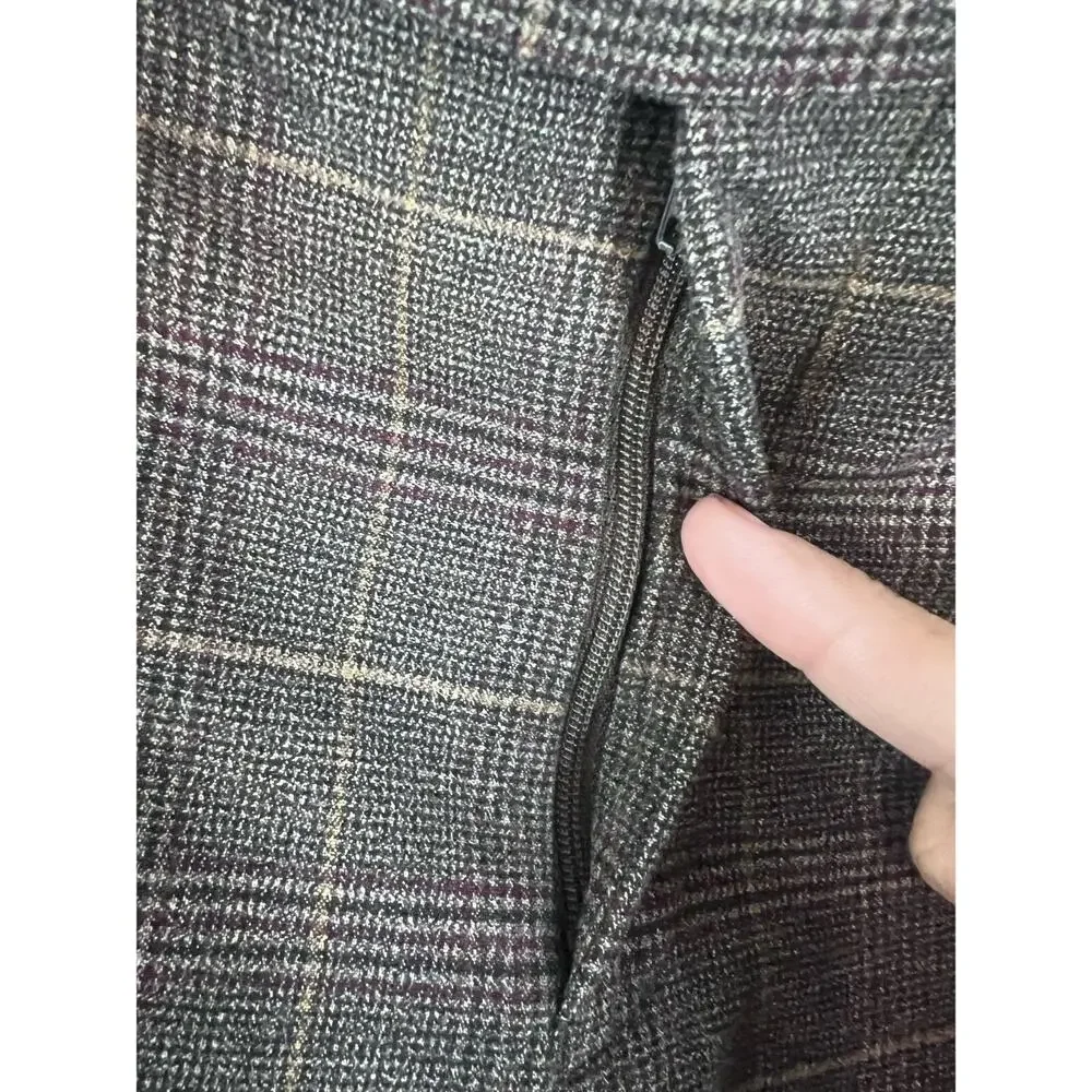 Lauren Ralph Lauren Women's Brown Plaid Flat Front‎ Pockets Dress Pants